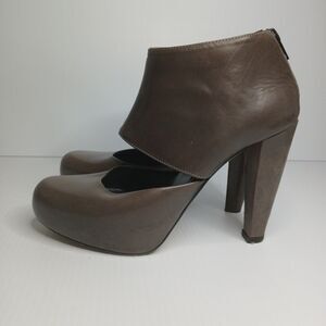 Loeffler Randall Womens Leather Round Toe Back Zip Heels Gray Size 7B